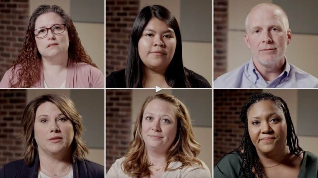 Grid of faces of people from mental health public service announcement